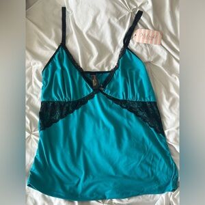 Midnight coco Teal Lace Trim Camisole
